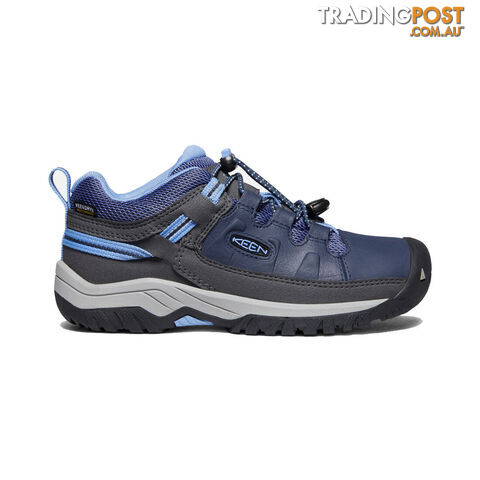 Keen Targhee Low WP Kids Waterproof Hiking Shoes - Blue Nights Della Blue - US 12 - 1022919-12