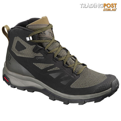 Salomon Outline Mid GTX Mens Hiking Boots - Black/Beluga/Capers - 11 US -...
