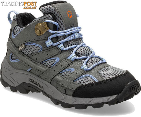 Merrell Moab 2 Mid Big Kids Waterproof Hiking Boots - Grey/Periwinkle - 12US -...