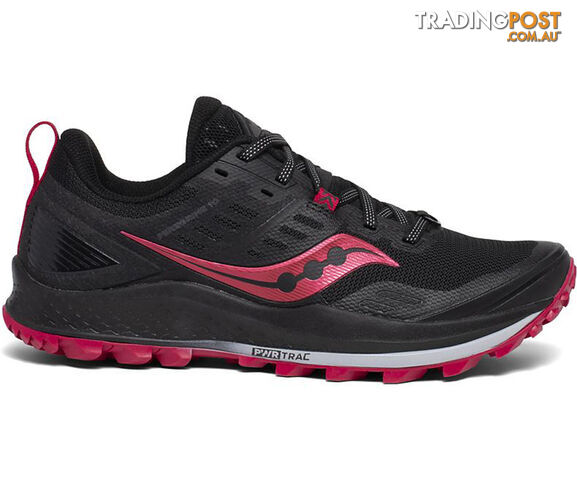 Saucony Peregrine 10 Wide Womens Trail Running Shoes - Black/Barberry - 6.5US -...