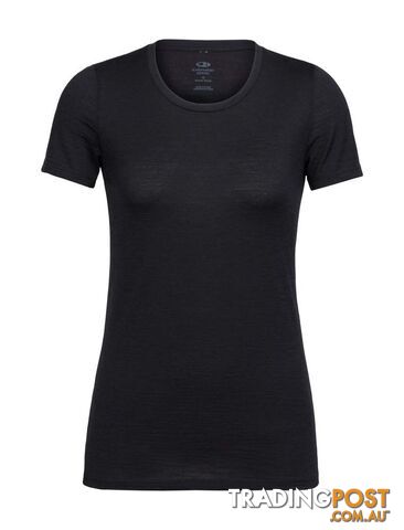 Icebreaker Tech Lite Womens Short Sleeve Low Crewe T-Shirt - Black - XL -...
