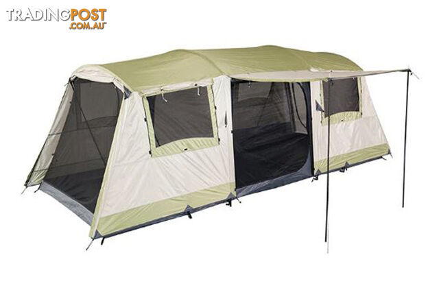 OZtrail Bungalow 9 9-Person Dome Tent - Cream/Eucalyptus - DTMBUN-D