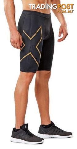 2XU MCS Run Mens Compression Shorts - Blk/Grf - L - MA5331b-BLK-GRF-L