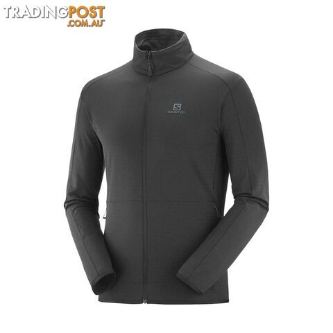 Salomon Outrack Full Zip Mid Mens Lightweight Fleece Jacket - BLACK - S -...