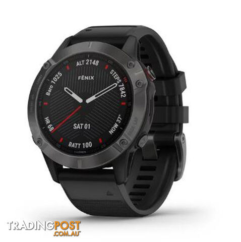 Garmin Fenix 6 Sapphire Watch - Carbon Gray DLC with Black Band - 10-02158-12