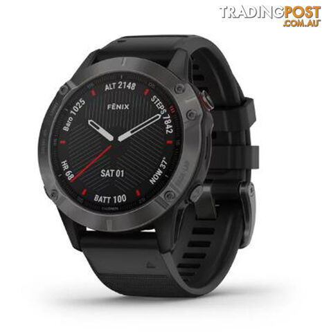 Garmin Fenix 6 Sapphire Watch - Carbon Gray DLC with Black Band - 10-02158-12