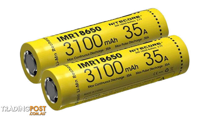Nitecore 3100mAh 35A Battery - 2 Pack - IMR18650-3100