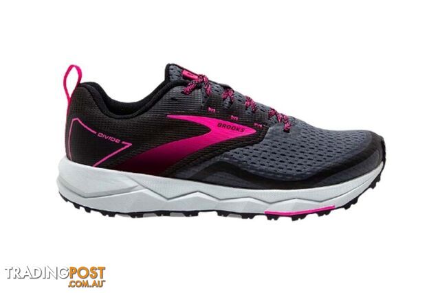 Brooks Divide 2 Womens Trail Running Shoes - Black/Ebony/Pink - 8US - 1203421B-069-8