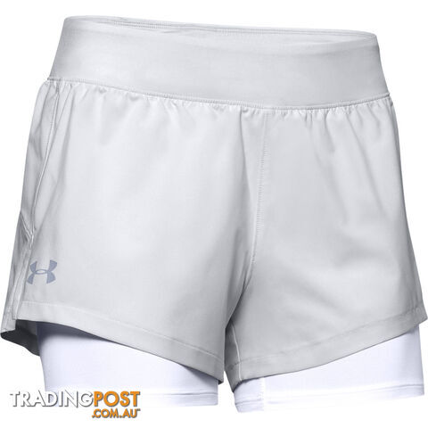 Under Armour Launch SW 2-In-1 Womens Short - Grey - LG - 1342843-015-LG