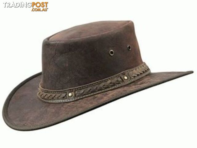 Barmah Foldaway Squashy Crackle Kangaroo Leather Hat - 1018cr