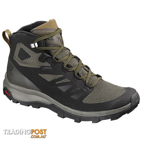 Salomon Outline Mid GTX Mens Hiking Boots - Black/Beluga/Capers - 9.5 US -...
