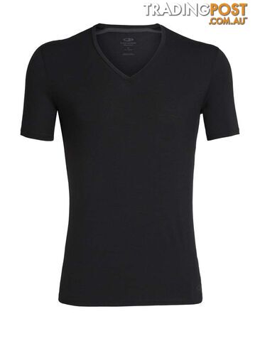 Icebreaker Merino Anatomica SS V Neck Mens T-Shirt - Black - XL - 103661001XL