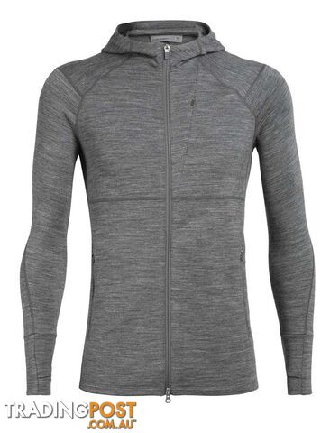 Icebreaker Merino Quantum II LS Zip Hood Mens Fleece Jacket - Gritstone Heather - L - 104958004L