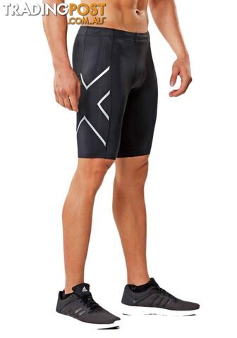 2XU Mens Compression Shorts - Black/Silver - MA3851b-BLK-SIL