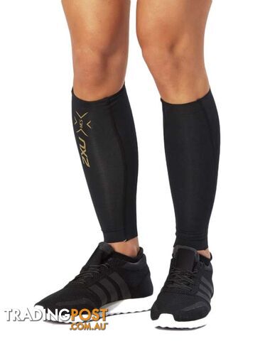 2XU Elite MCS Compression Calf Guards Unisex - Black/Gold - XL -...