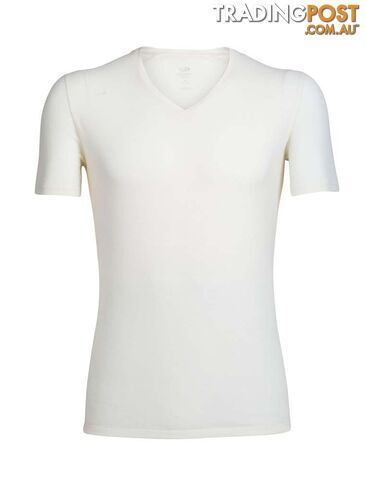 Icebreaker Merino Anatomica SS V Neck Mens T-Shirt - Snow - L - 103661104L