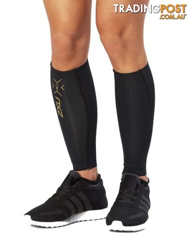 2XU Elite MCS Compression Calf Guards Unisex - Black/Gold - UA3064b-BLK-GLD