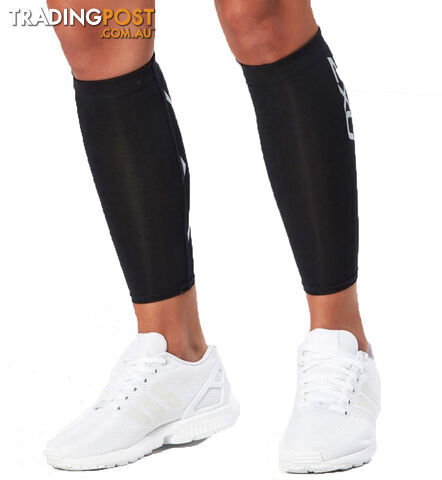 2XU Compression Calf Guards - Black/Black - M - UA1987b-BLK-BLK-M