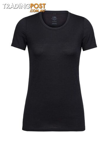 Icebreaker Tech Lite Womens Short Sleeve Low Crewe T-Shirt - Black - L -...