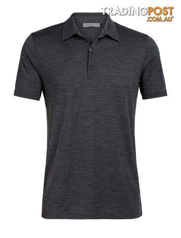 Icebreaker Merino Tech Lite SS Polo Mens T-Shirt - Jet Heather - S - 104124011S