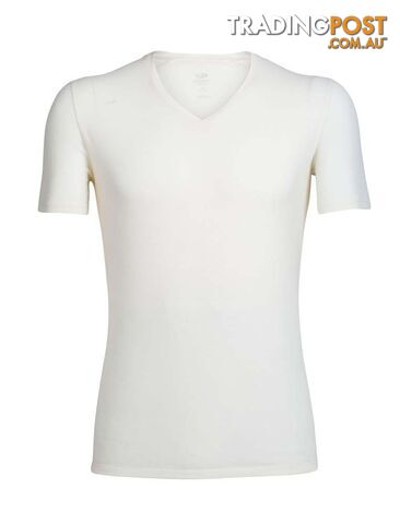Icebreaker Merino Anatomica SS V Neck Mens T-Shirt - Snow - M - 103661104M