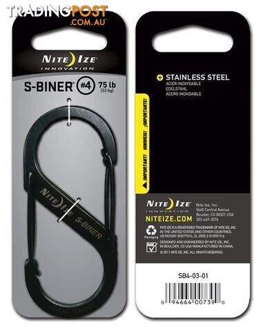 Nite Ize #4 S-Biner Double Gated Carabiner - Black - XNSB40301