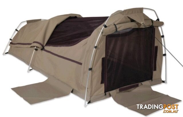 Sahara Nomad Double Dome Canvas Swag & Bag - Brown - SA-NOMAD-BR-DB