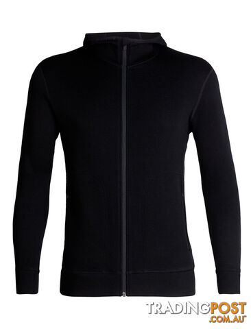 Icebreaker Elemental Mens Full Zip Merino Fleece Hoodie - Black - S -...
