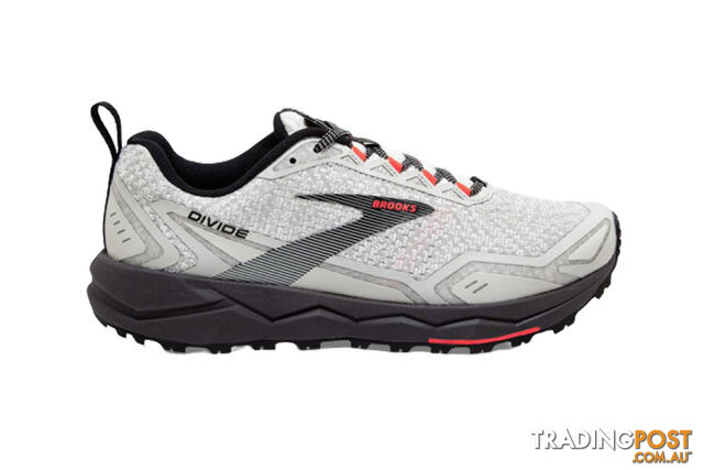 Brooks Divide Womens Trail Running Shoes - White/Grey/Fiery Coral -...