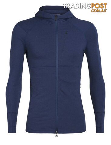 Icebreaker Quantum II LS Zip Mens Merino Hooded Fleece Jacket - Estate Blue - S - 104958427S