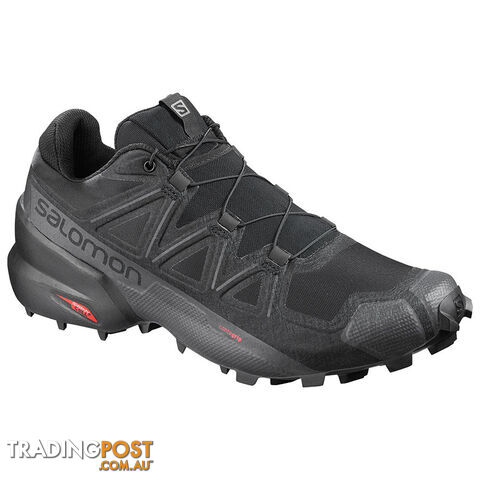 Salomon Speedcross 5 Wide Mens Trail Running Shoes - Black/Black/Phantom - 12 US...