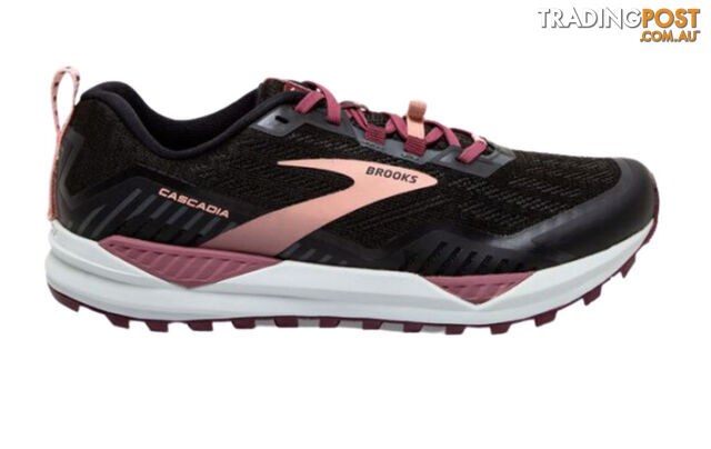 Brooks Cascadia 15 Womens Wide (D) Trail Running Shoes - Black/Ebony/Coral Cloud...