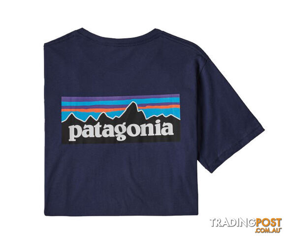 Patagonia P-6 Logo Organic Cotton Mens T-Shirt - Classic Navy - S - 38535-CNY-S