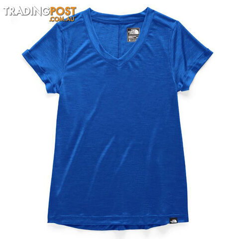 The North Face Hyperlayer Short Sleeve V-Neck Womens Lightweight T-Shirt - TNF Blue Heather - NF0A3SP4