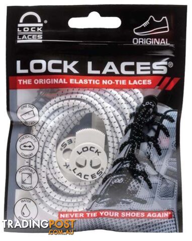 Lock Laces Original No Tie Shoes Laces - White - LL-ORIG-WHT
