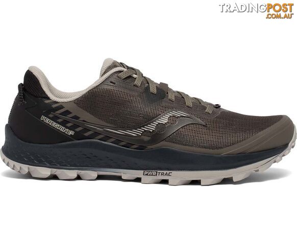 Saucony Peregrine 11 Wide Mens Trail Running Shoes - Gravel/Black - 10 -...