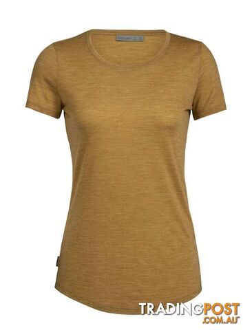 Icebreaker Cool-Lite Merino Sphere SS Low Crewe Womens T-Shirt - CURRY - L -...