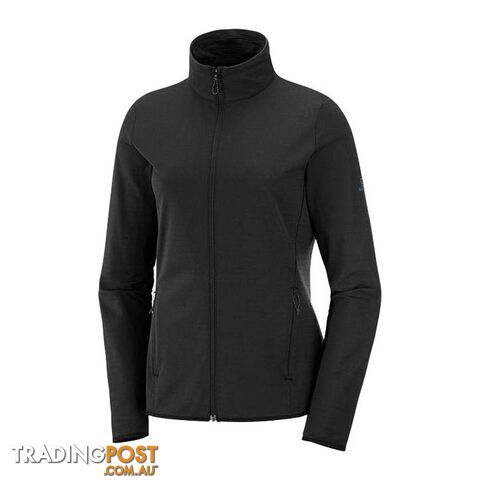 Salomon Outrack Full Zip Mid Womens Lightweight Fleece Jacket - BLACK - L -...