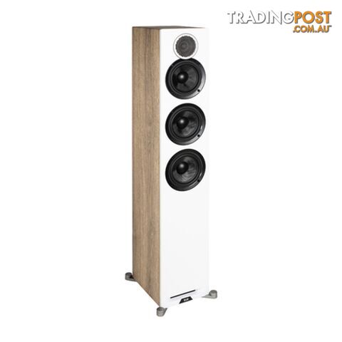Elac DFR52 Floorstanding Speakers White Baffle Oak Cabinet