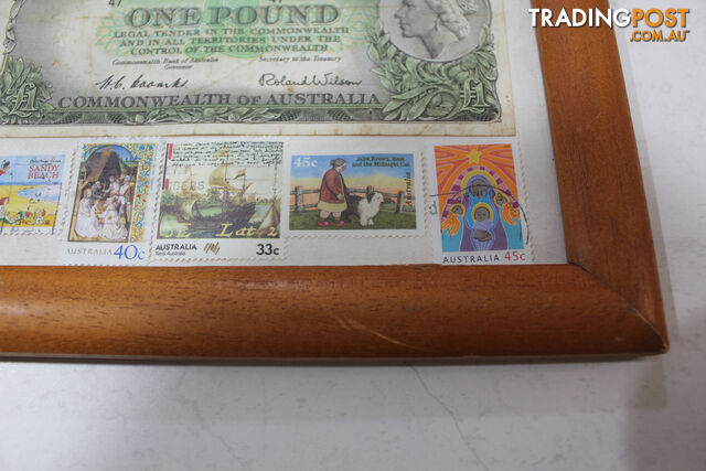 Australian Pound note and old stamps