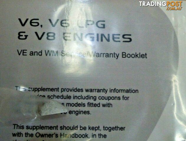 Genuine Holden New Service Booklet V6 & V8 Engines VE Commodore 2010 - 2012 - photo 2 of 2