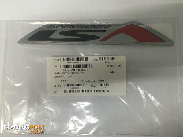 Genuine HSV Bootlid Badge Supercharged LSA Clubsport / GTS