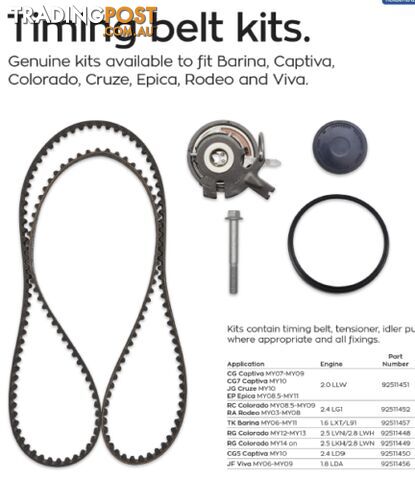 Genuine Holden Captiva, Cruze & Epica 2.0L Diesel Timing Belt Kit