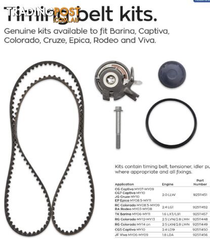 Genuine Holden TK Barina 1.6 Timing Belt Kit