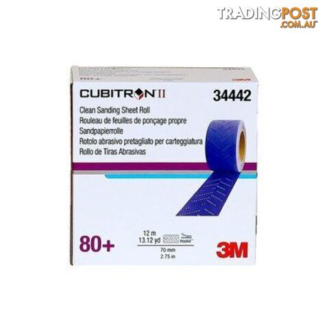 3Mâ¢ 34442 Cubitron II Hookit Purple Clean Sanding Sheet Roll 80+ Grit 70mm x 12m