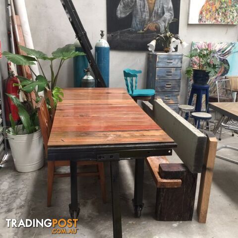 Reclaimed industrial table