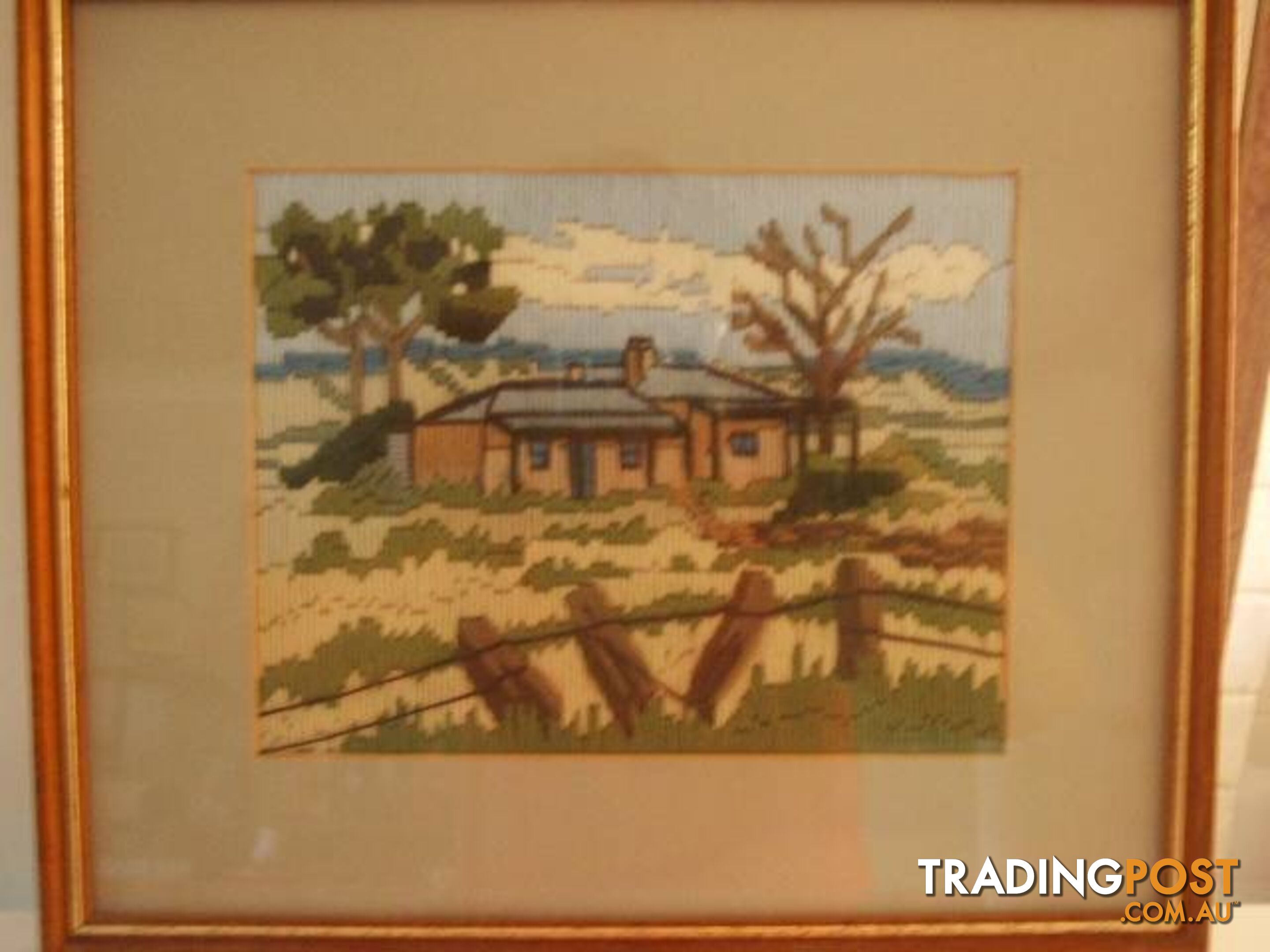 Framed Cross Stitch Very Good Condition