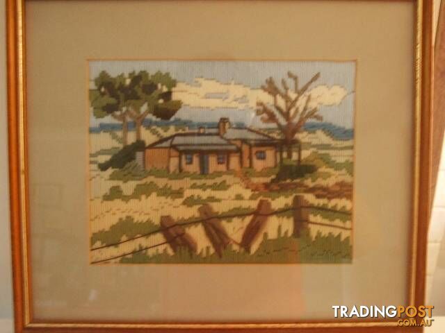 Framed Cross Stitch Very Good Condition