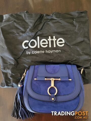 Colette Blue Suede-like Handbag - brand new