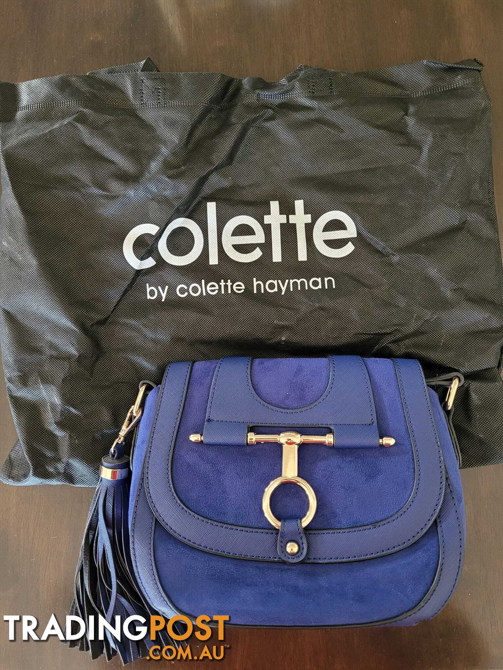 Colette Blue Suede-like Handbag